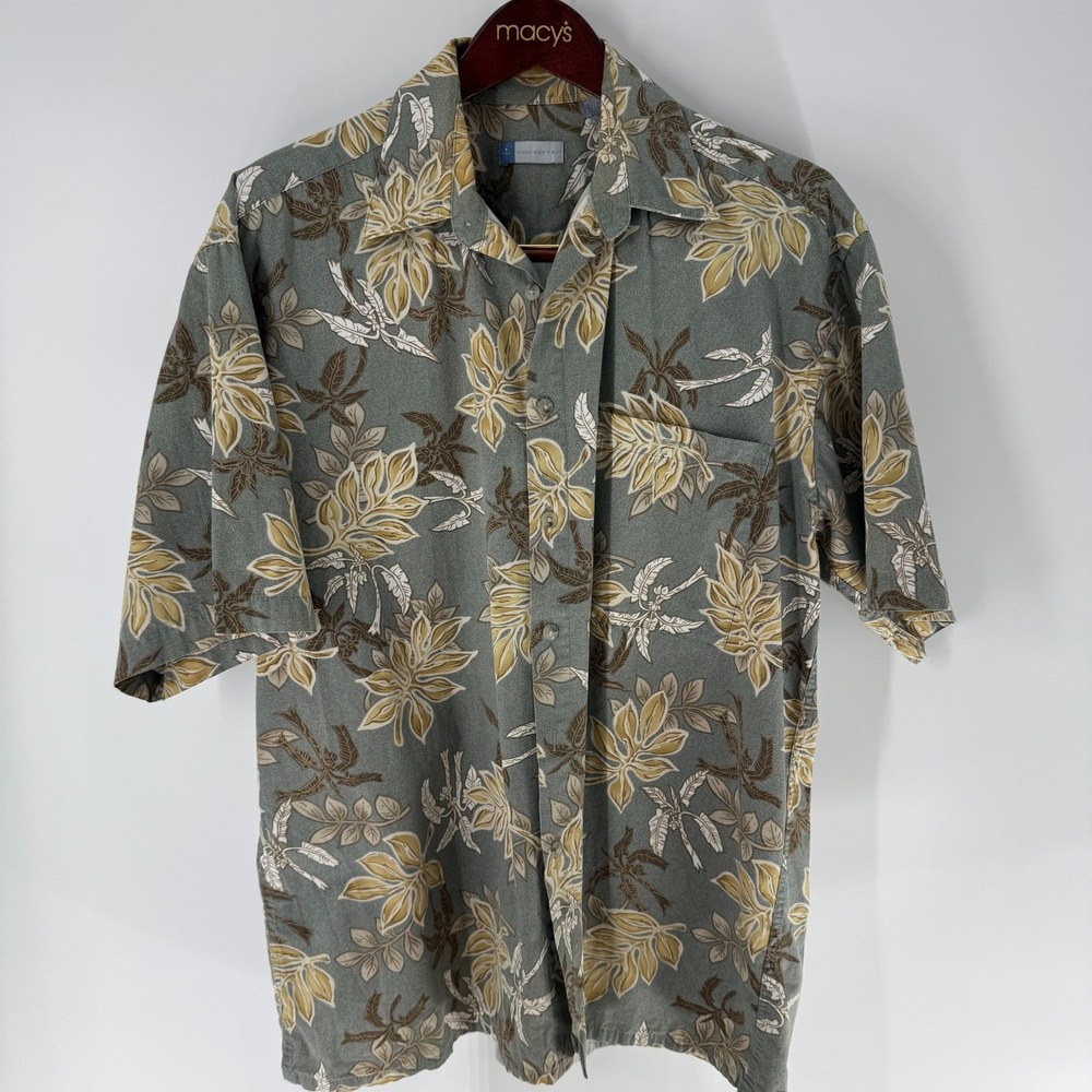 Half Moon Bay Hawaiian Tropical Leaf Classic Button-Up Shirt Multicolor‎ Size L